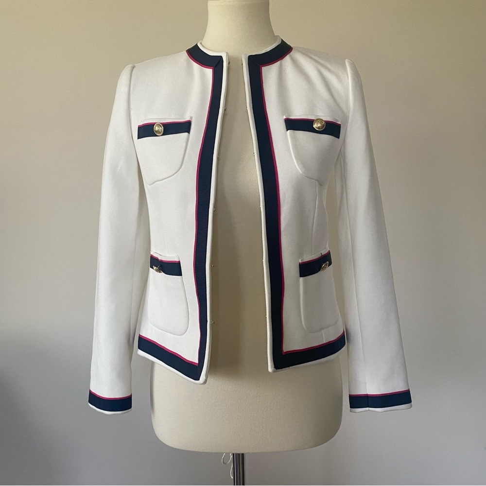 Zara Blazer with Navy and Hot Pink Trim